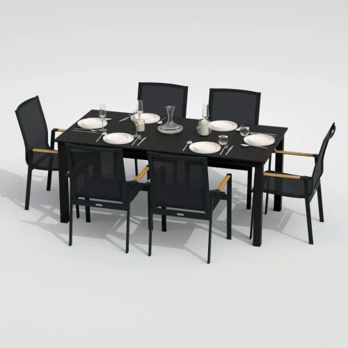 Обеденная группа DOLLA SOLA каркас карбон / стол алюминий 180 / текстилен серый