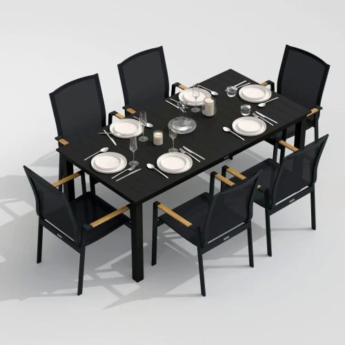 Обеденная группа DOLLA SOLA каркас карбон / стол алюминий 180 / текстилен серый