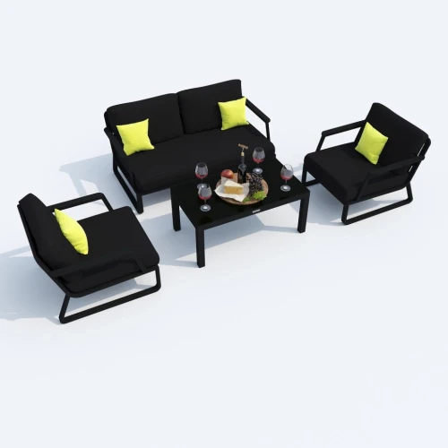 Лаунж зона ESTIVO черная - каркас карбон