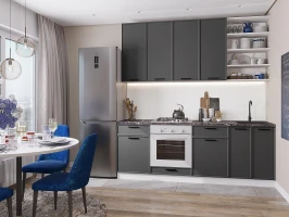 Прямая модульная кухня Фрейм-02 Stormy Silk Белый 2340*2200*600