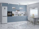 Прямая модульная кухня Фьюжн-01 Silky Blue Белый 2340*3600*600