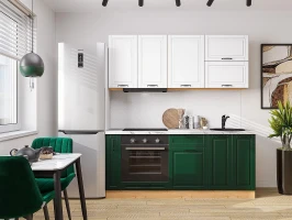 Прямая модульная кухня Дублин-01 Special White/Special Green Дуб вотан 2140*1900*600