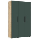 Шкаф трехстворчатый Флэш (1350), Браш Мени Грин, Дуб крафт