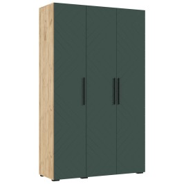 Шкаф трехстворчатый Флэш (1350), Браш Мени Грин, Дуб крафт