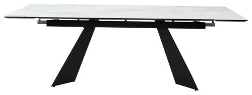 Стол Купер 160 БЕЛЫЙ МРАМОР, черная шагрень, стекло / ЧЕРНЫЙ каркас М-City