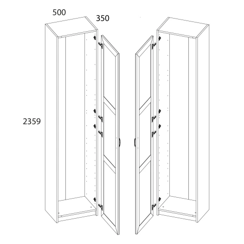 Серия модульных шкафов, Корпус шкафа 50/35. Цвет БЕЛЫЙ