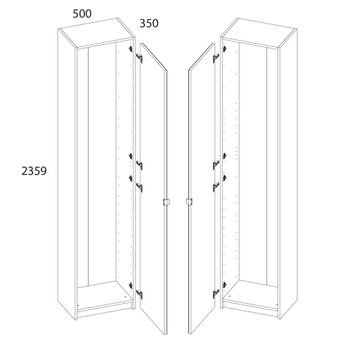 Серия модульных шкафов, Корпус шкафа 50/35. Цвет БЕЛЫЙ