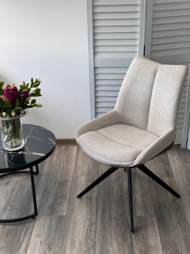 Стул OSKAR 360 град. поворот. KN01-05 Бежевый/ BZ1046-21 Коричневый/ Черный, ®DISAUR