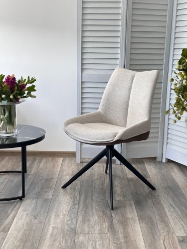 Стул OSKAR 360 град. поворот. KN01-05 Бежевый/ BZ1046-21 Коричневый/ Черный, ®DISAUR