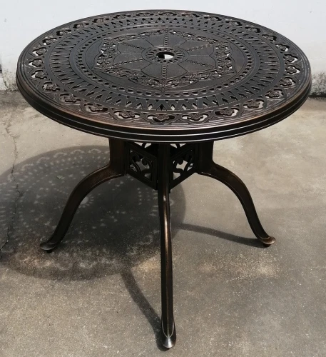 Комплект мебели из литого алюминия стол ОРХИДЕЯ «ORCHID» D100 арт.6053 + 4 кресла ВУЛКАН «VOLCANO» арт.N008 bronze