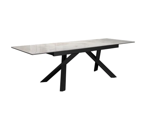 Стол DikLine DKX140 керамика Italian Grey (глянец серый), подстолье черное, опоры черные (2уп.)