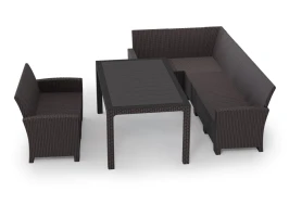 Комплект мебели под ротанг Калифорния “California“ с угловым диваном 240х136 см, 2х-местным диваном 121х62 см  без подушек и столом 165х95 см (2)