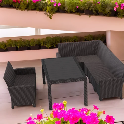 Комплект мебели под ротанг Калифорния “California“ с угловым диваном 240х136 см, 2х-местным диваном 121х62 см  без подушек и столом 165х95 см (2)