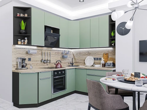 Готовый кухонный гарнитур Фьюжн-04 Silky Mint