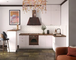 Кухня модульная трехуровневая Валерия 2600х1400 Японский шелк МДФ ПВХ угловая