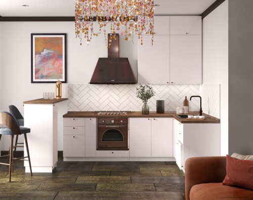 Кухня модульная трехуровневая Валерия 2600х1400 Японский шелк МДФ ПВХ угловая