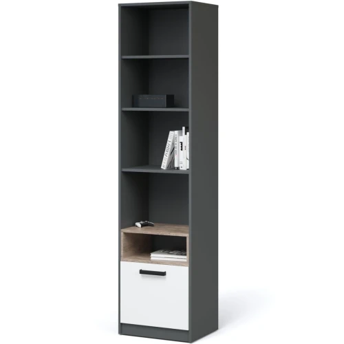 Стеллаж «Квадро» 50 1ящ, Антрацит/Дуб эндгрейн/Белый