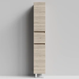 Пенал Бест 30 (2 двери, 1 ящик) напольный, Дубослив ореховый светлый ПВХ 3445, правый, бельевая корзина