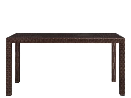 Стол из искусственного ротанга на металлическом каркасе СЕУЛ «SEOUL» 151х81 Dark brown арт.75745