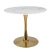 SQT-1KG Стол обеденный керамический, белый D90, основание металл золото D60