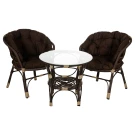 Набор мебели Багамы Лайт  арт.BG3325 коричневый, коричневый 5у(1штаб-2 кресл+2уп подуш+стол+стекл),иск ротанг корич,подуш корич) (Б)