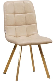 C919/DC809 Стул мягкий, БЕЖЕВЫЙ#19-14 экокожа, каркас металл золото КВАДРАТ