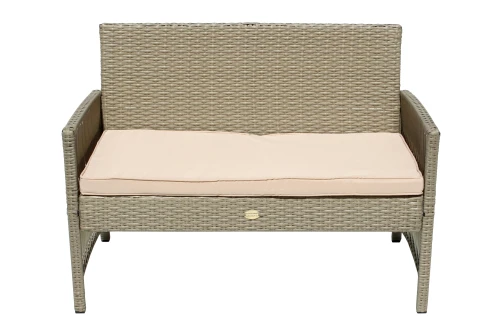 Набор мебели Лондон  арт.GS9026 серо-бежевый, бежевый 1 уп. (стол+2кресла+диван ротанг серо-бежевый, подушки бежевые) "Garden story"