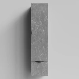 Пенал Марко 35 подвесной, дверь и ящик, ручки Черные, Мрамор Серый софт тач ПВХ 4044-1, правый