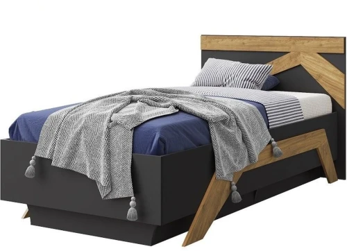 Кровать «Скандинавия 900» КМК 0905.2, Графит/ дуб наварра
