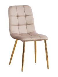 C919/DC809 Стул мягкий, СЕРО-БЕЖЕВЫЙ#h9 велюр, каркас металл золото КРУГЛЫЙ NEW