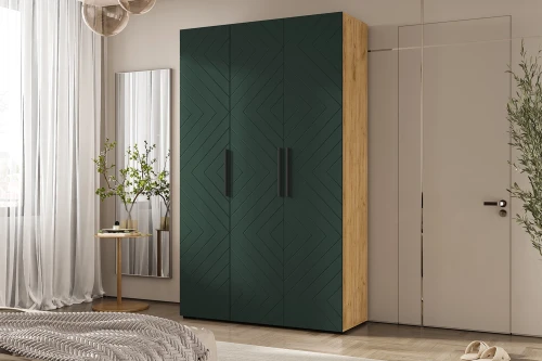 Шкаф трехстворчатый Флэш (1350), Браш Мени Грин, Дуб крафт