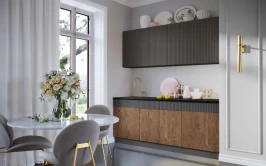 Кухня Оливия NEW 2,0м, Экзотическое дерево Амазония / Графит софт NEW Кастилло темный