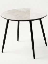 Стол МИЛТОН D89 цвет ICELANDIC WHITE JADE, керамика / Черный каркас