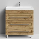 Тумба Арабеска 80 напольный, Дуб Тортуга ПВХ 2357-43 Vodok с раковиной в комплекте