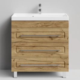 Тумба Арабеска 80 напольный, Дуб Тортуга ПВХ 2357-43 Vodok с раковиной в комплекте