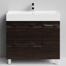 Тумба Мальта 90 напольный, ящики и дверь, Палисандр ПВХ 43101, правый Vodok с раковиной в комплекте