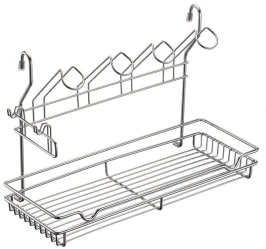 Полка одноярусная с подставкой для 4-х кружек Хром