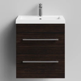 Тумба Элис 50 подвесной, 2 ящика, Палисандр ПВХ 43101 Vodok с раковиной в комплекте