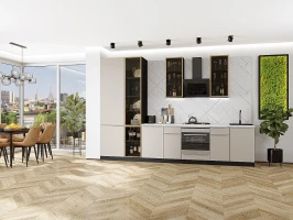 Кухонный гарнитур Фьюжн-08 Cream Silk-Graphite