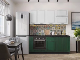 Прямая модульная кухня Дублин-01 Special White/Special Green Graphite 2140*1900*600