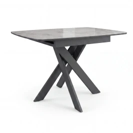 Стол DikLine DKB110, Керамика Italian Grey (глянец серый)/подстолье черное/опоры черные
