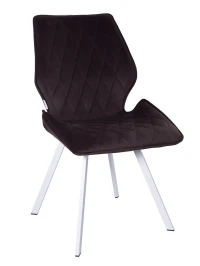 DC230 Стул мягкий, ГОРЬКИЙ ШОКОЛАД#M420-11 велюр, каркас металл, белый КВАДРАТ