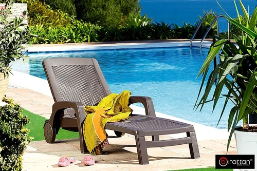 Шезлонг B:rattan MIAMI складной, коричневый