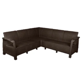 Диван пластиковый RATTAN Luxe арт.ЭП  угловой (коричневый)
