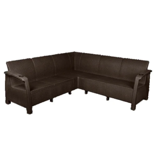 Диван пластиковый RATTAN Luxe арт.ЭП  угловой (коричневый)