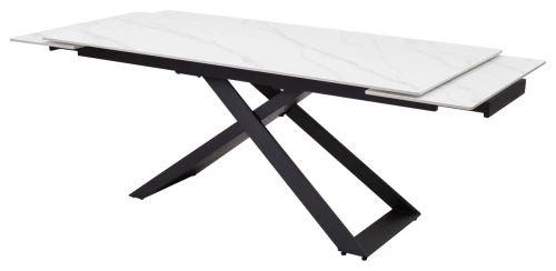 Стол LIVORNO 180 MATT WHITE MARBLE SOLID CERAMIC / BLACK, ®DISAUR