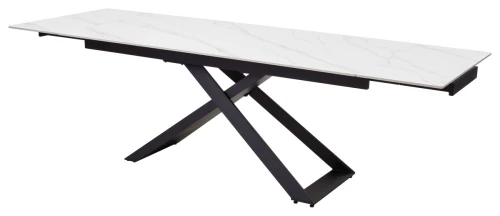 Стол LIVORNO 180 MATT WHITE MARBLE SOLID CERAMIC / BLACK, ®DISAUR