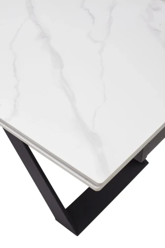 Стол LIVORNO 180 MATT WHITE MARBLE SOLID CERAMIC / BLACK, ®DISAUR