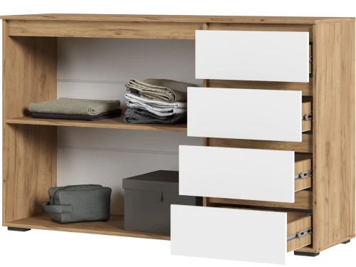 Комод «Хелен» КМ-06, белый/дуб крафт золотой