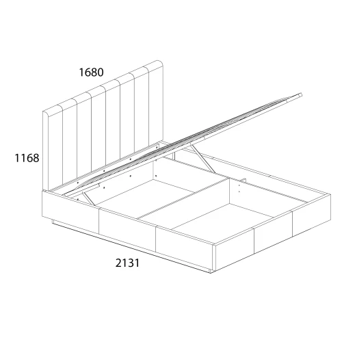 Кровать 160М с подъемником, OLIVIA,цвет вудлайн крем/дуб анкона